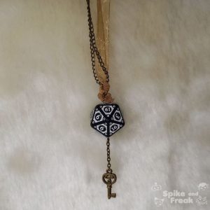 Colgante steampunk D20 negro