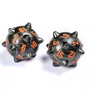 Dados PolyHero Warrior 2d20 Spiked Balls Steel Grey